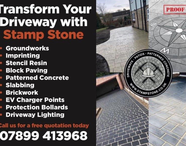 Completed patio and outdoor paving project by Stamp Stone