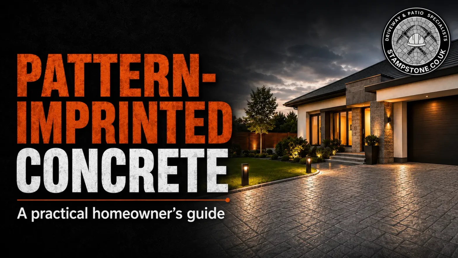Pattern-imprinted concrete driveway guide by Stamp Stone