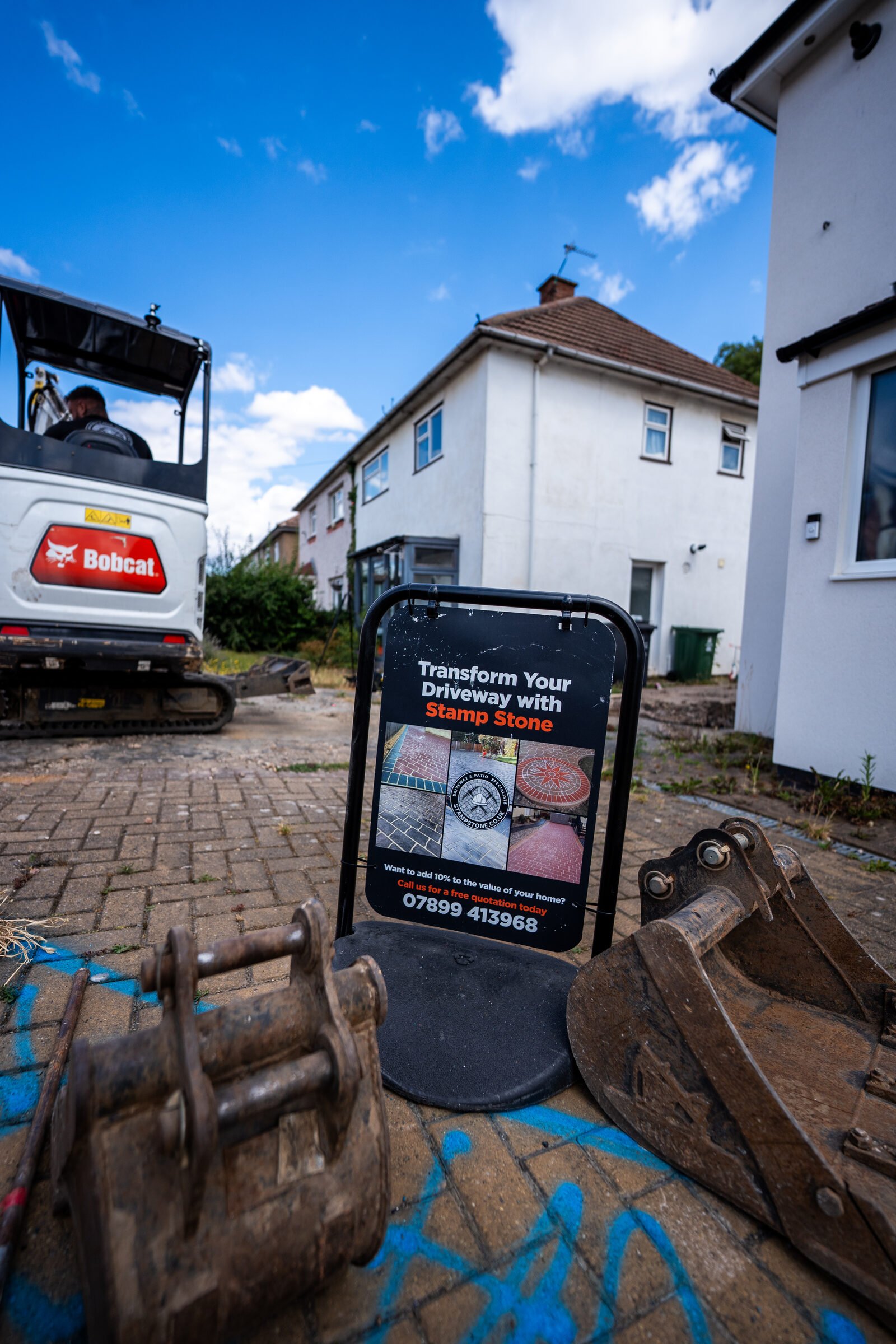 Groundworks excavation for a Stamp Stone driveway installation