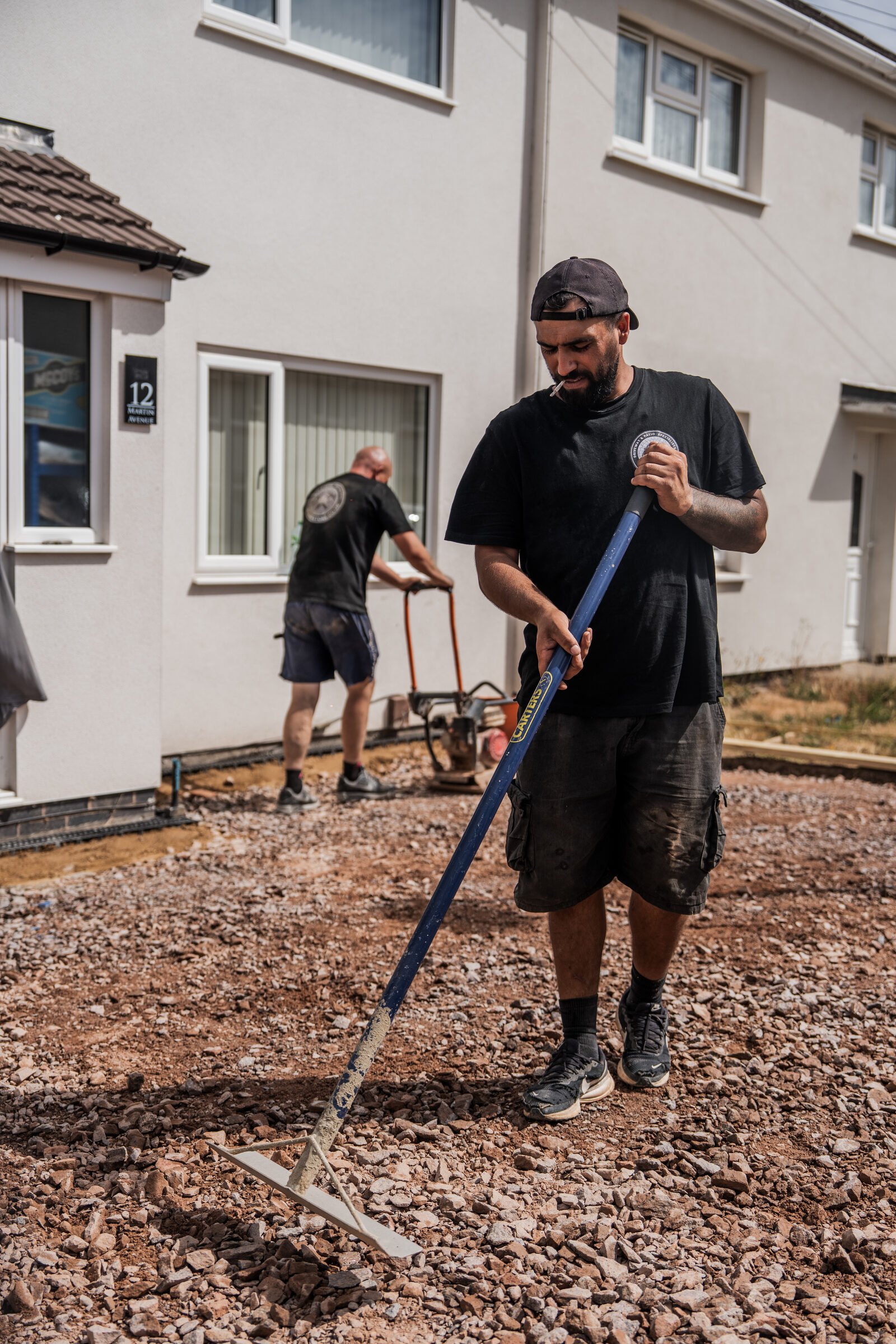 Stamp Stone team preparing and compacting the driveway sub-base